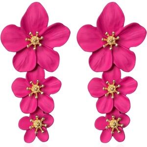 Pink Daisy Dangle Earrings